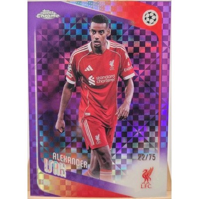 2025-26 Topps Chrome Alexander Isak Purple X-Fractor trading card, front
