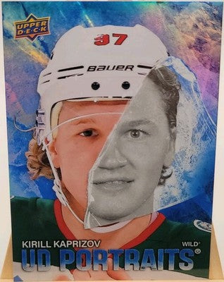 2025-26 Upper Deck Series 2 UD Portraits Kirill Kaprizov #P-35 Speckle trading card, front