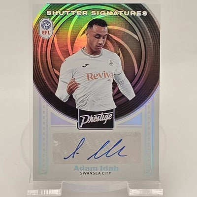 2025 Panini Prestige EFL Soccer Shutter Signatures Adam Idah trading card, front