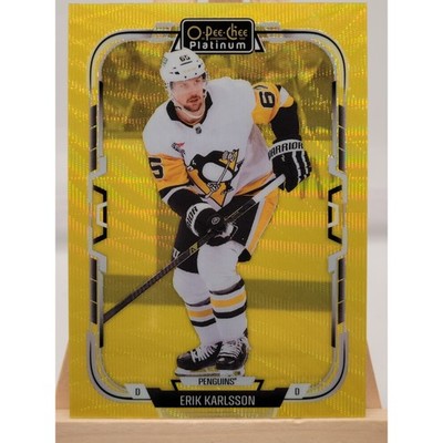 2025 Upper Deck O-Pee-Chee Platinum Erik Karlsson Neon Yellow Surge trading card, front