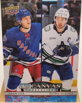 2025-26 Upper Deck Adam Fox Checklist trading card, front