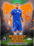 2026 Topps Chrome Premier League Enzo Fernandez Orange Prizm trading card, front