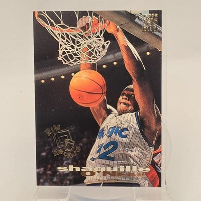 1993 Topps Stadium Club Rim Rockers Shaquille O'Neal trading card, front