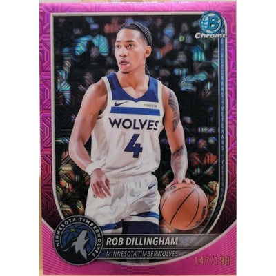2025-26 Topps Bowman Chrome Basketball Rob Dillingham Pink Mojo Refractor trading card, front