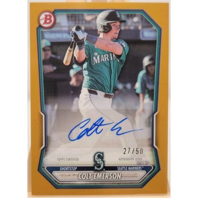 2025 Topps Bowman Colt Emerson Gold trading card, front