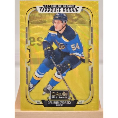 2025 Upper Deck O-Pee-Chee Platinum Marquee Rookie Dalibor Dvorsky Neon Yellow Surge trading card, front