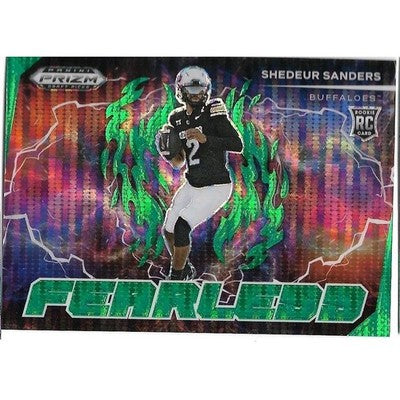 2025 Panini Prizm Draft Picks Shedeur Sanders Green Pulsar trading card, front
