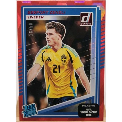 2025-26 Donruss Road to FIFA World Cup 26 Besfort Zeneli Red Cubic /50 RC #120 trading card, front