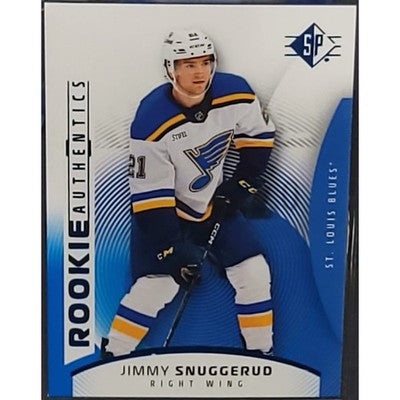 2025-26 Upper Deck SP Jimmy Snuggerud Blue trading card, front