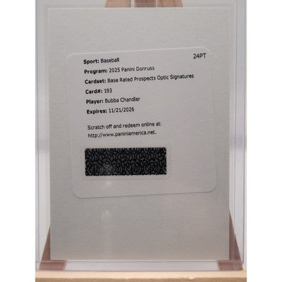 2025 Panini Donruss Optic Bubba Chandler Redemption Card trading card, front