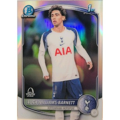 2025-26 Topps Chrome UEFA Club Competitions Luca Williams-Barnett Bowman 1st trading card, front