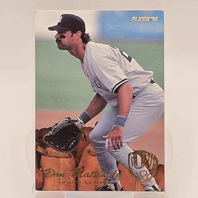 1995 Fleer Smooth Leather Don Mattingly trading card, front