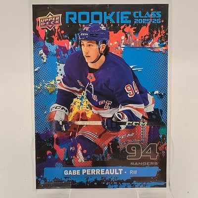 2025 Upper Deck Series 1 Rookie Class Gabe Perreault trading card, front