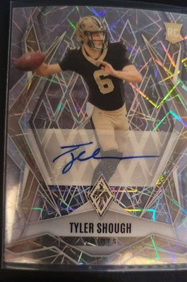 2025 Panini Phoenix - Rookies Tyler Shough #169 Lazer Autographs (AU, RC) trading card, front
