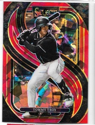2025 Panini Select Tommy Troy #193 Red Ice Prizm /199 RC trading card, front