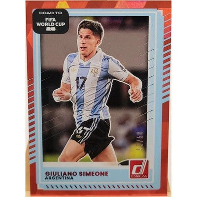 2025 Panini Donruss Road to FIFA World Cup Giuliano Simeone Red trading card, front