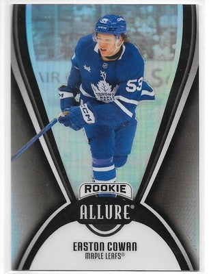 2025 Upper Deck Allure Hockey Easton Cowan Black Rainbow trading card, front
