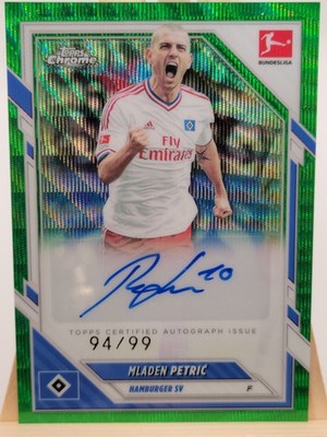 2025-26 Topps Chrome Bundesliga Mladen Petric Green Wave trading card, front