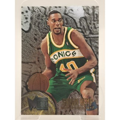 1995 Fleer Metal Shawn Kemp Silver Spotlight trading card, front