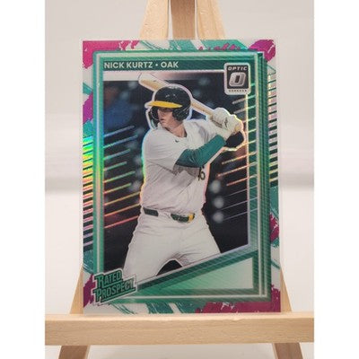 2025 Panini Donruss Optic Rated Prospect Nick Kurtz Optic Jazz trading card, front