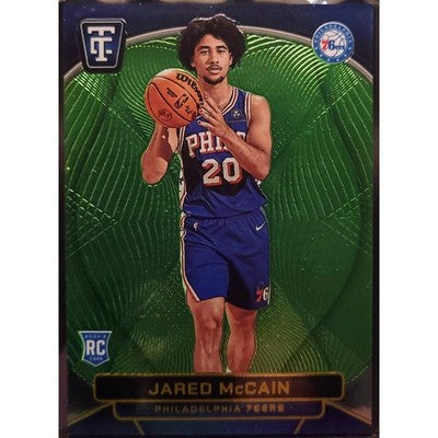 Jared McCain Totally Certified RC Neon Green /99 Philadelphia 76ers Rookie trading card, front